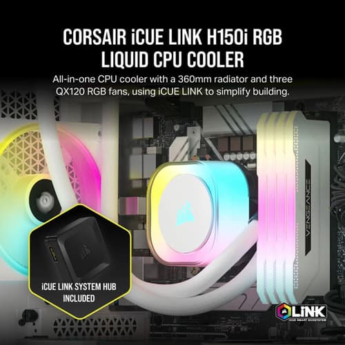 Corsair iCUE LINK H150i RGB White 360mm CPU Liquid Cooler